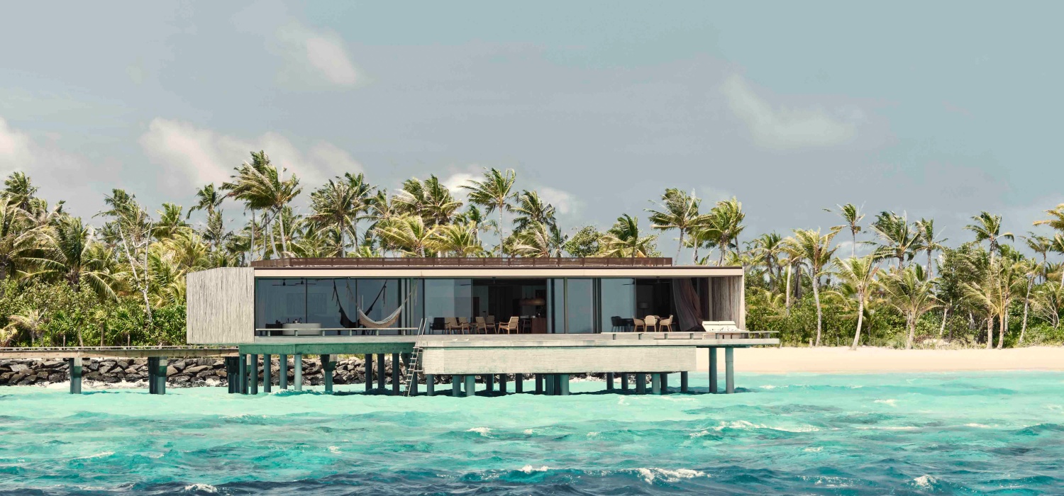 Водная вилла с двумя спальнями и бассейном с видом на закат отеля PATINA MALDIVES FARI ISLANDS Водная вилла с двумя спальнями и бассейном с видом на закат